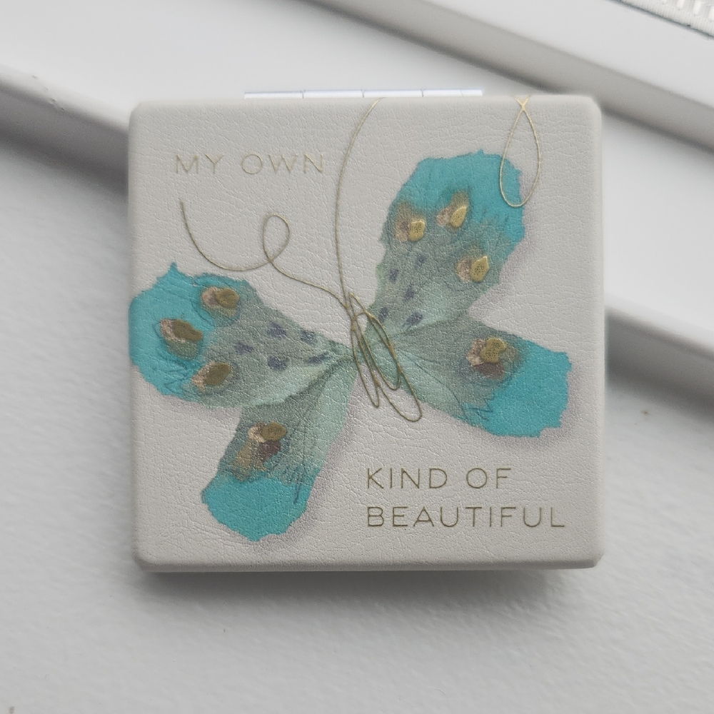 Demdaco Butterfly Pocket Mirror with Teal and Gold Accents
